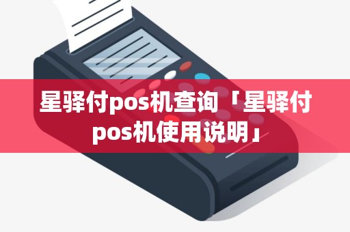 星驿付pos机查询「星驿付pos机使用说明」